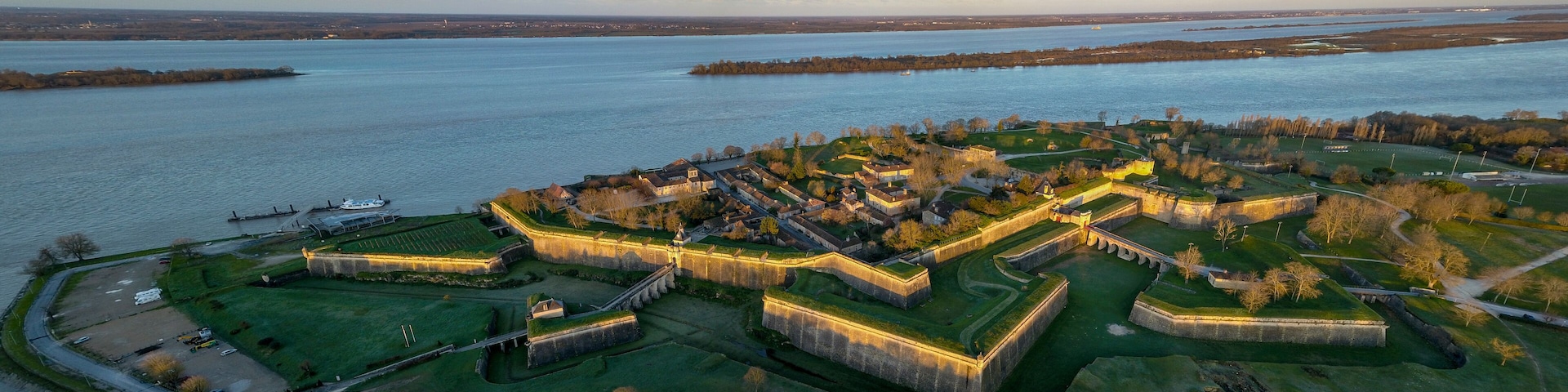 Aerial view, Blaye Citadel, UNESCO world heritage site in Gironde, France