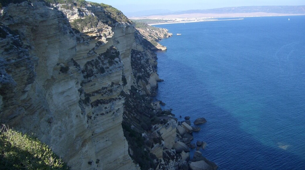 Distant view of Barbate and the coastline, taken near Torre del Tajor (visible to the left)