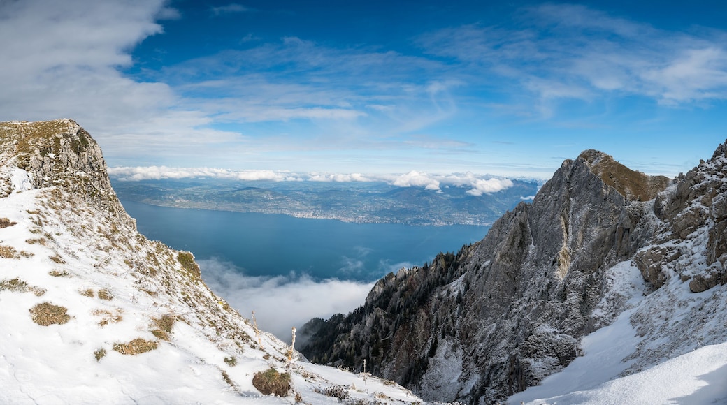 panoramic view from Le Grammont with Lac Leman and Montreux