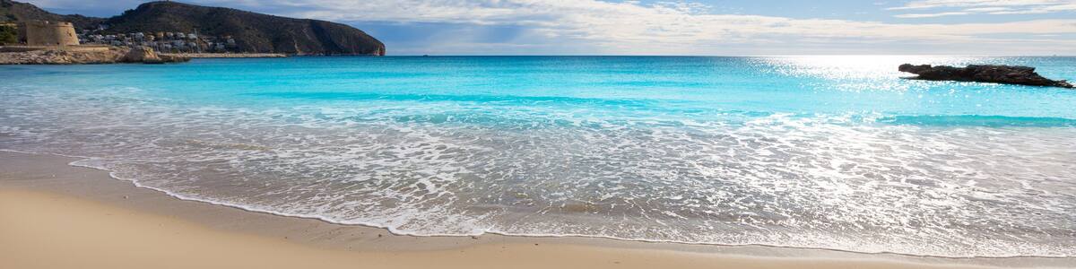 Moraira Playa la Ampolla beach in Teulada Alicante at Mediterranean Spain; Shutterstock ID 194665829; purchase_order: SP-1269 HA 2018 Batch 1; Order: ; client: ; other: