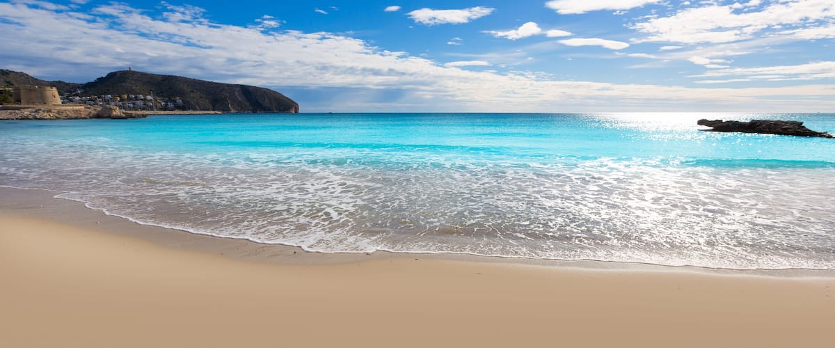 Moraira Playa la Ampolla beach in Teulada Alicante at Mediterranean Spain; Shutterstock ID 194665829; purchase_order: SP-1269 HA 2018 Batch 1; Order: ; client: ; other: