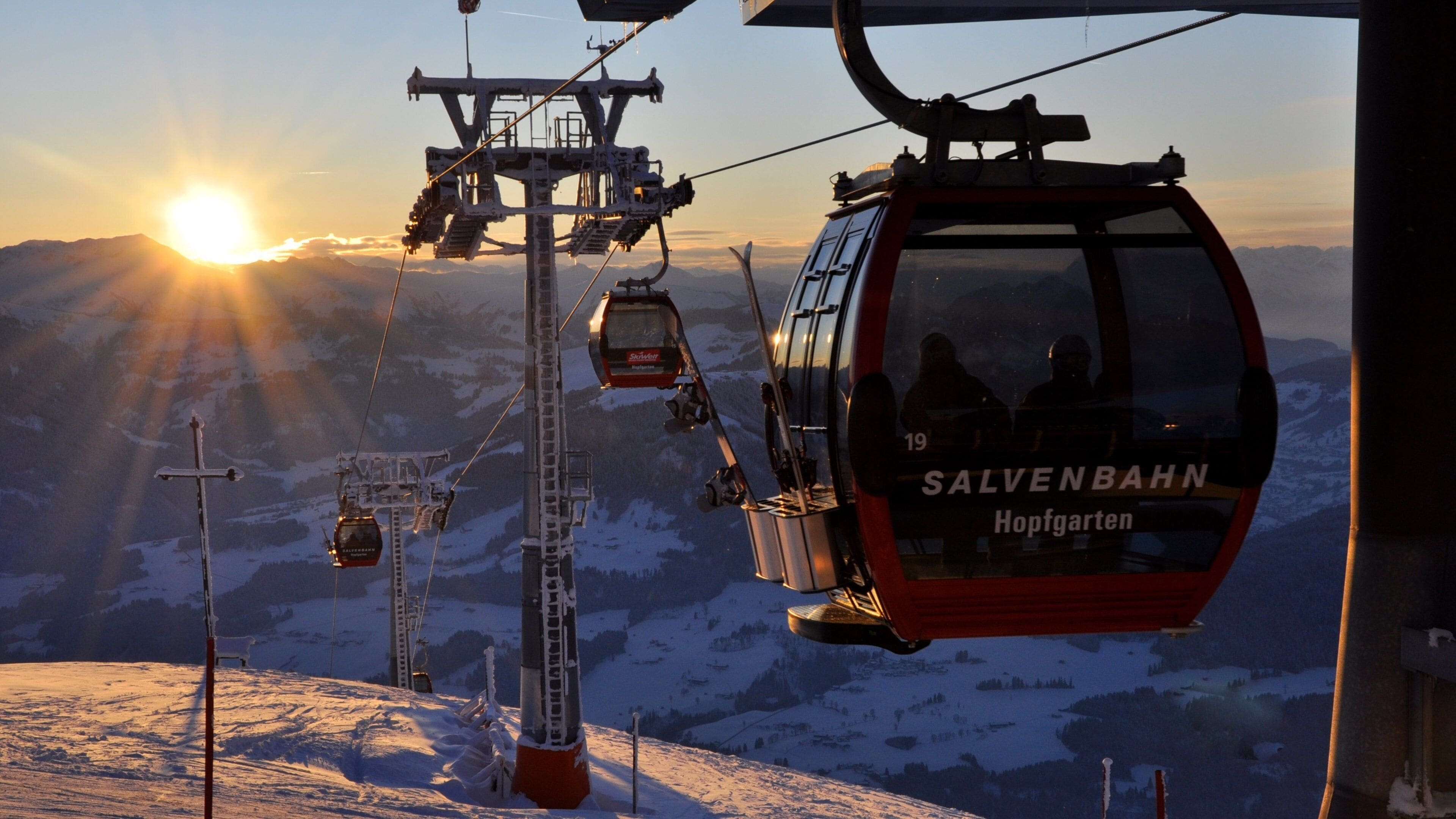 Hopfgarten im Brixental which includes a sunset, snow and a gondola
