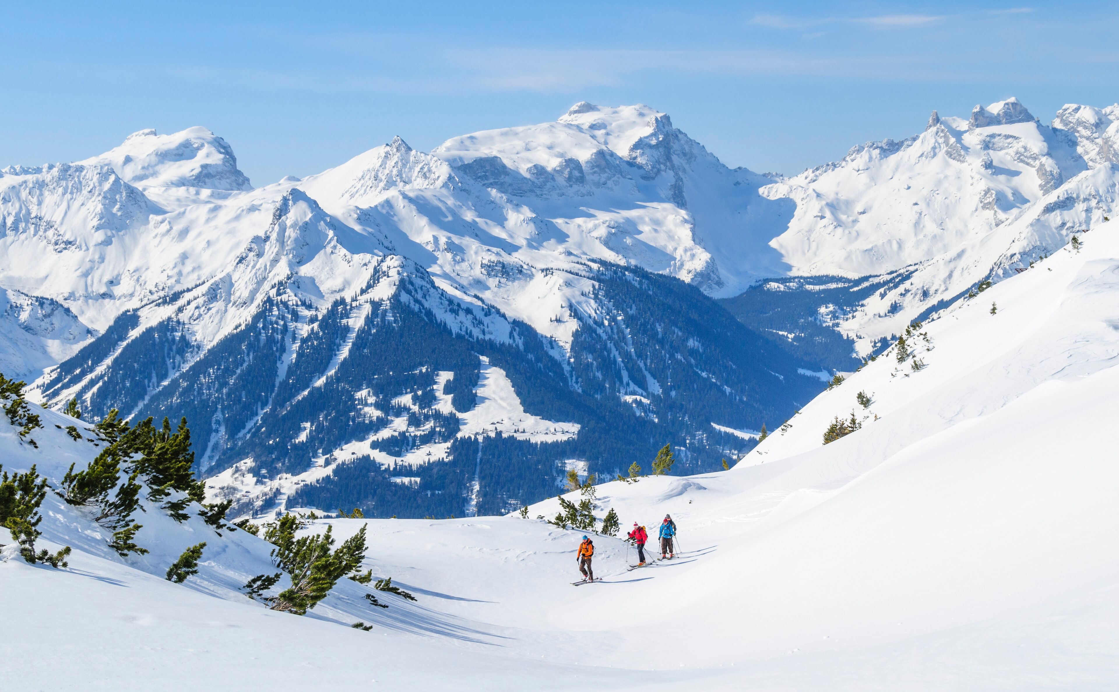 eine Gruppe Tourengeher im Hochgebirge