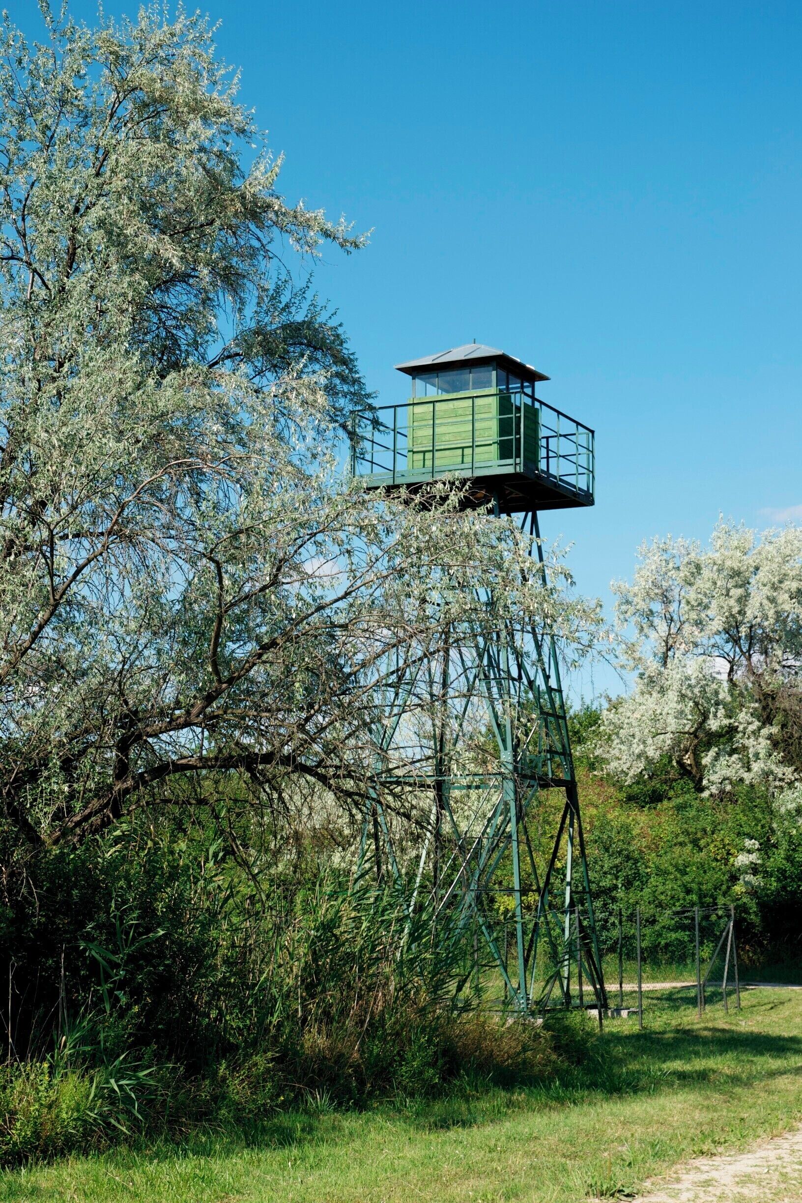 watch tower near the remains of the iron curtain 