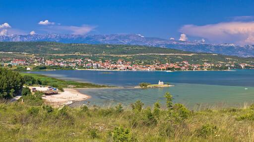 Posedarje bay and Velebit mountain panoramic view