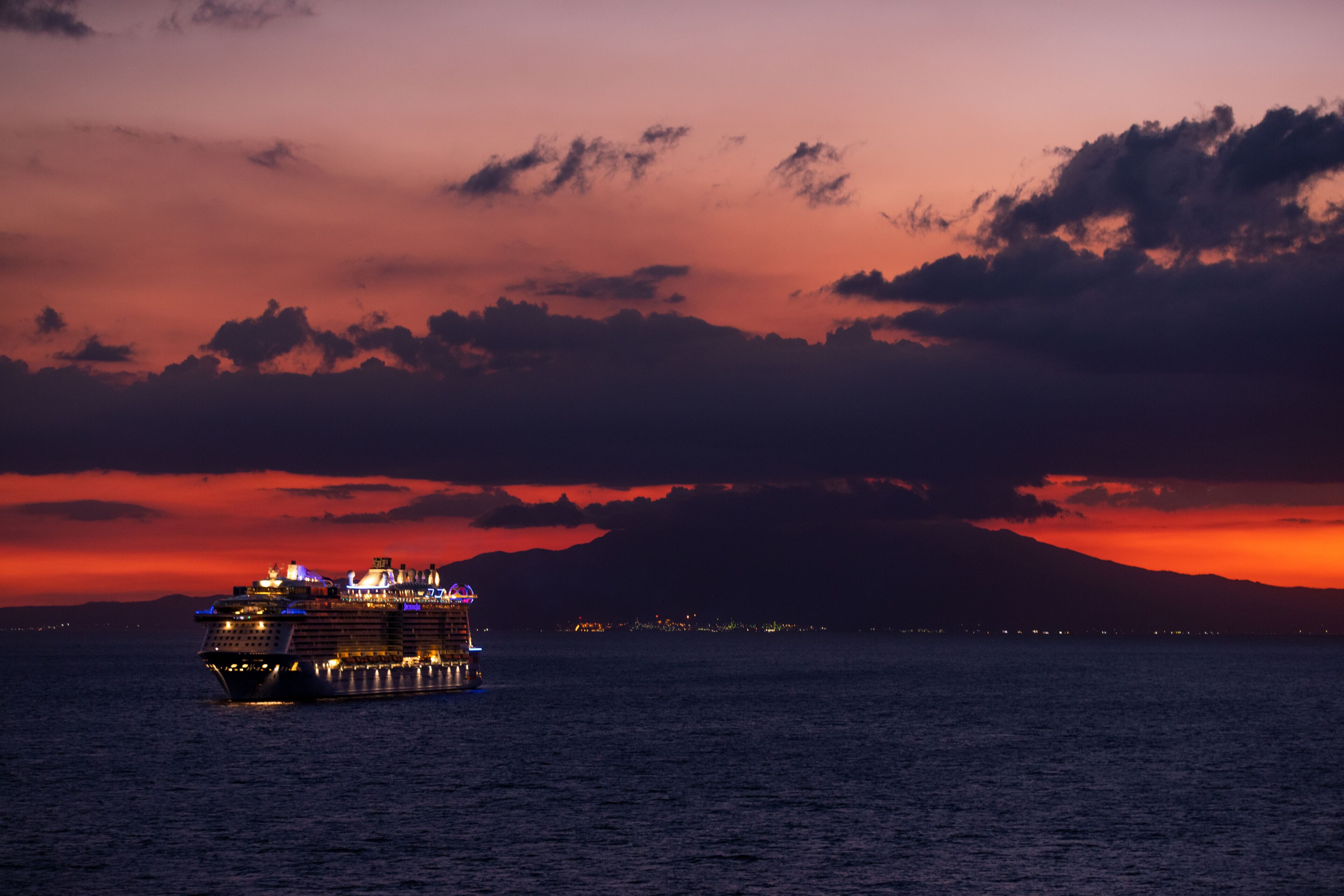 Photo of a ship at sunset shot from Manila bay, Philippines 