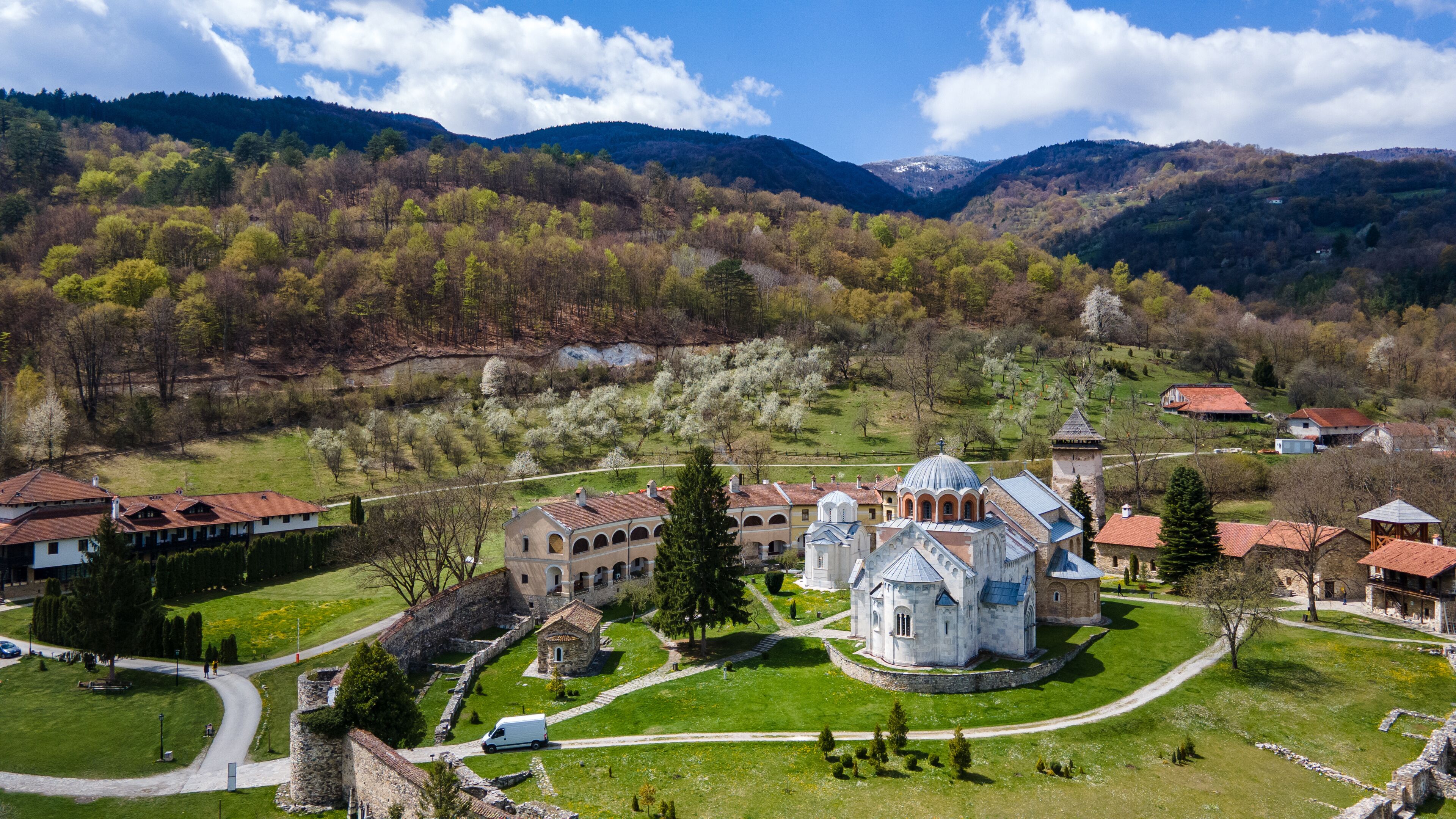 Aerial view of Studenica monastery