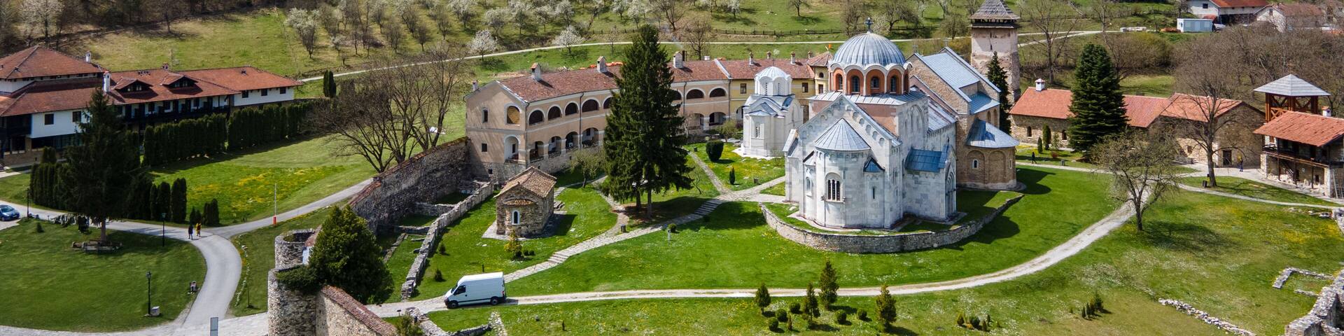 Aerial view of Studenica monastery