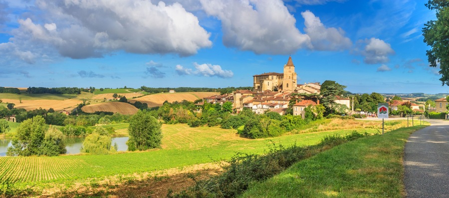 Summer landscape - view of the village of Lavardens labeled Les Plus Beaux Villages de France, in the historical province Gascony, the region of Occitanie of southwestern France