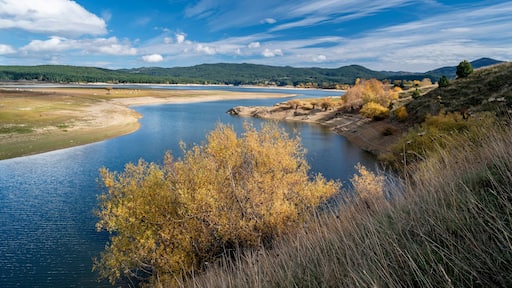 Spezzano della Sila, Cosenza district, view of Lake Cecita with autumn colors, Sila National Park, Calabria, Italy