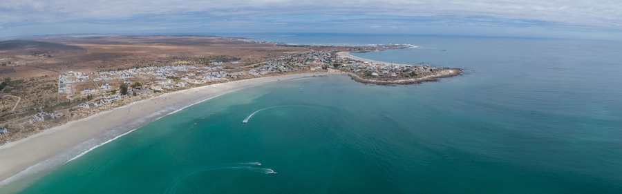 Aerial image over the west coast town of St Helena bay in South Africa