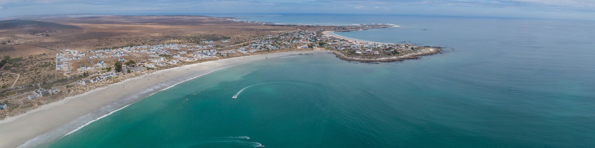 Aerial image over the west coast town of St Helena bay in South Africa