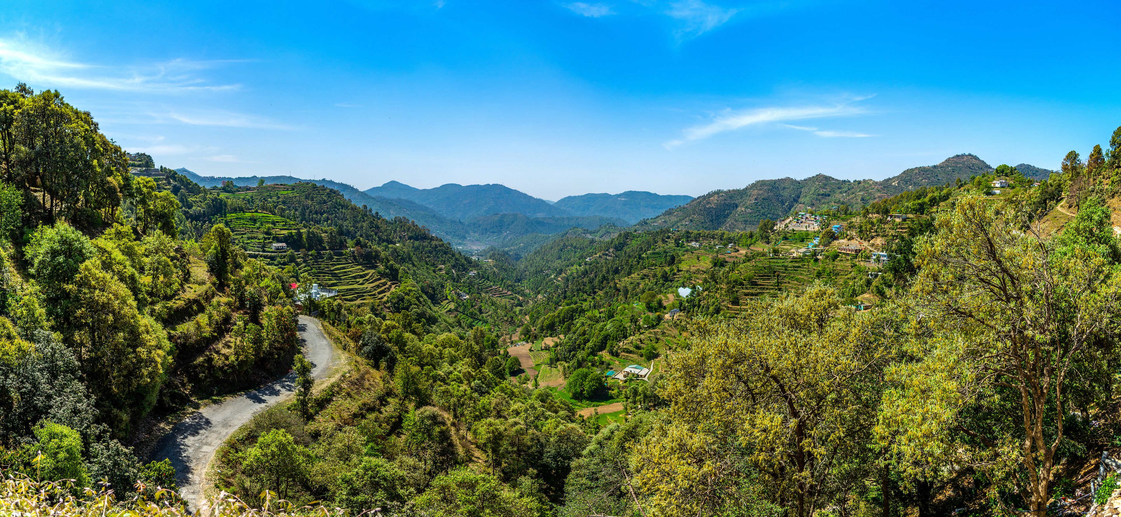Big Panorama of Mukteshwar Valley, Nainital, Uttarakhand, India