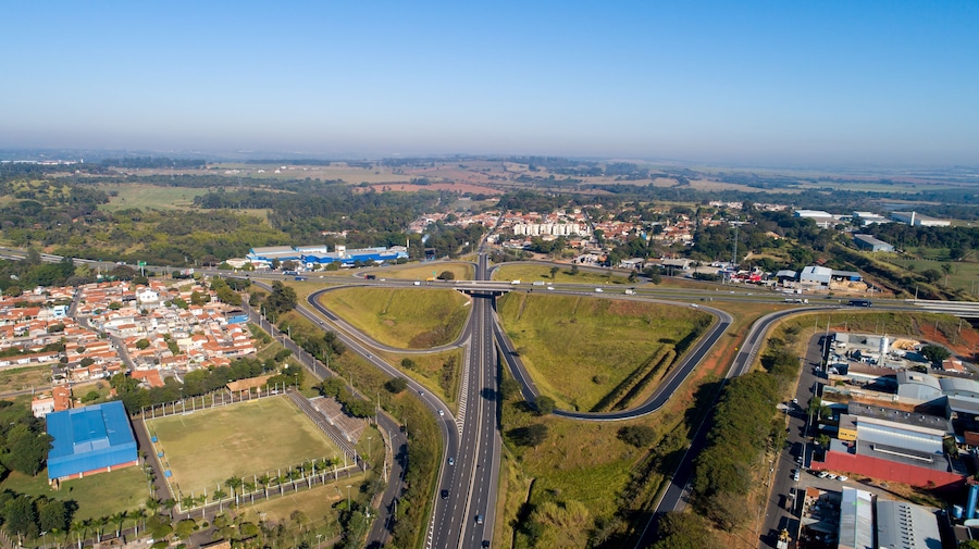 aerial view of the city of Jaguariuna, in the countryside of São Paulo