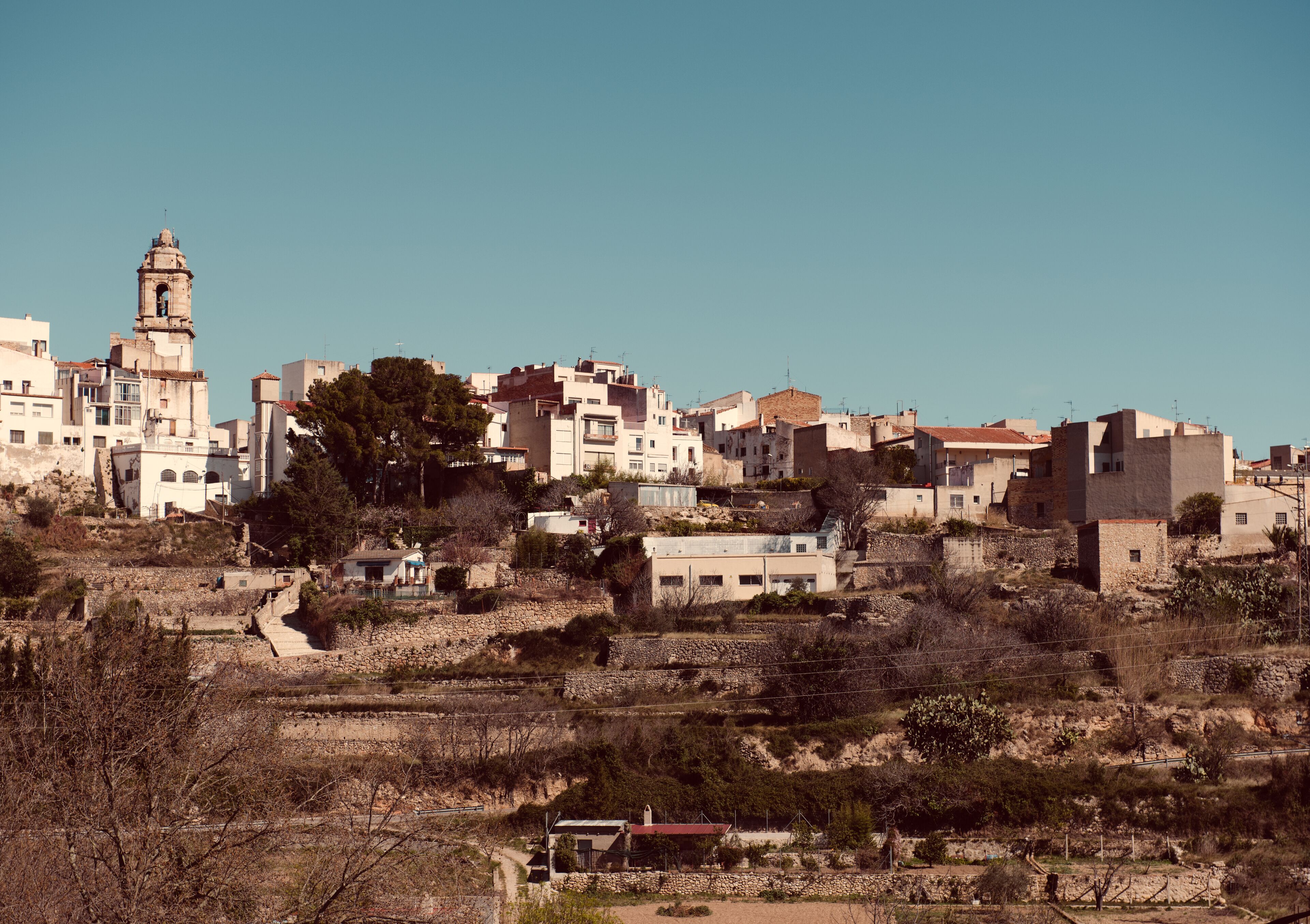 La Senia skyline, typical Catalan town. Spain