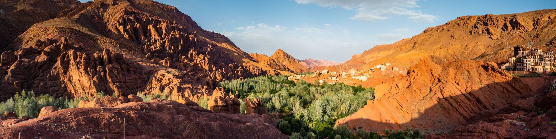 Rock formation and valley in the desert panoramic, Boumalne Dades, Morocco