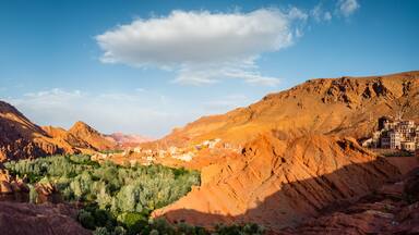 Rock formation and valley in the desert panoramic, Boumalne Dades, Morocco