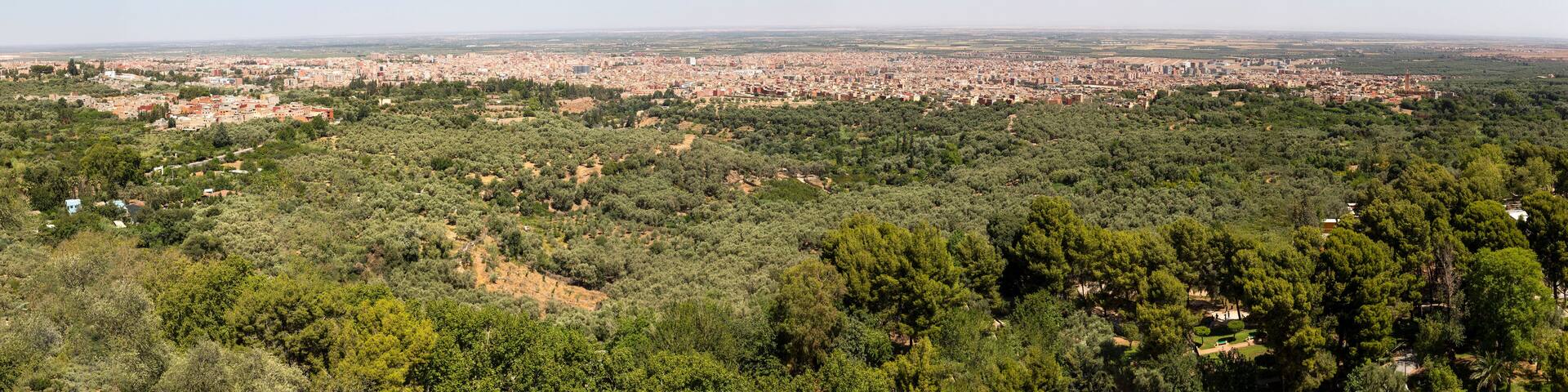 Panoramic view of the city of Beni Mellal which is a city in Morocco, capital of the province and region of Beni Melal-Jenifra, located between the Middle Atlas and the plain of Tadla.