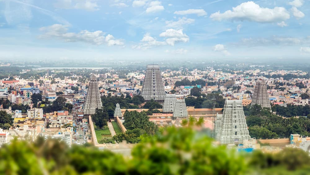 Arunachala, Tiruvannamalai, Tamil Nadu in India, January 30, 2018: Tiruvannamalai, India View of Annamalaiyar Temple