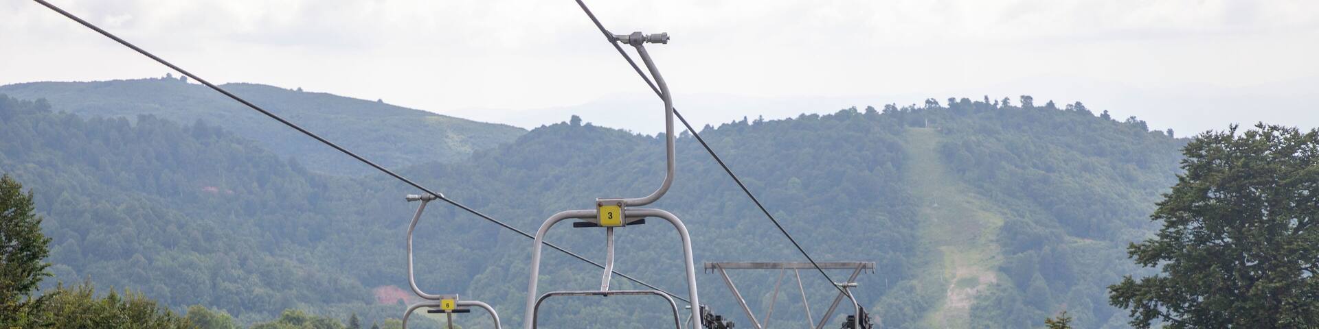 Cable car, Kocaeli, Kartepe, Turkey - June 12, 2021 :Kartepe Cable Car has become the symbol of Kartepe, the cable car belonging to Kartepe ski resort offers a wonderful view of nature