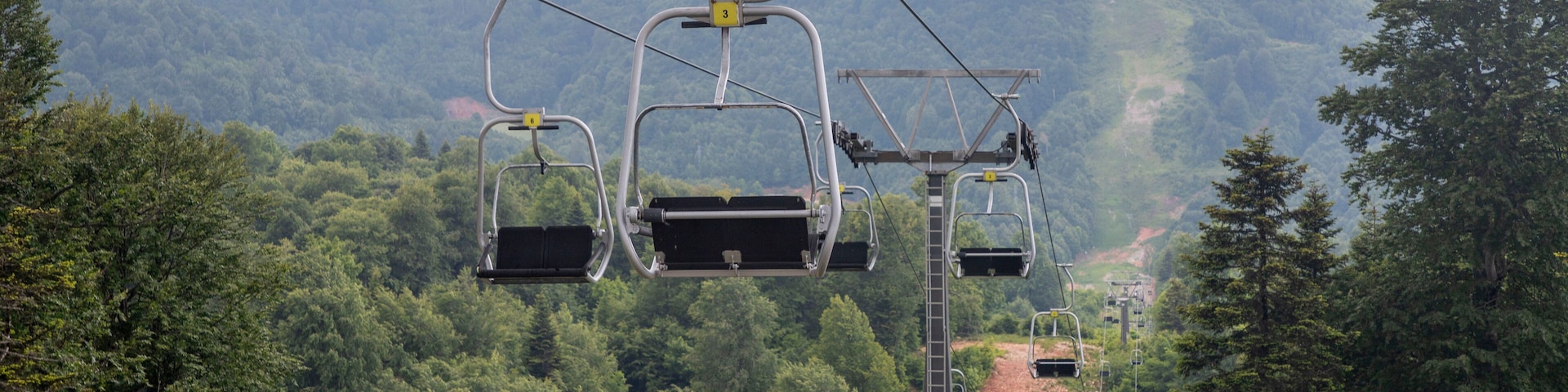 Cable car, Kocaeli, Kartepe, Turkey - June 12, 2021 :Kartepe Cable Car has become the symbol of Kartepe, the cable car belonging to Kartepe ski resort offers a wonderful view of nature