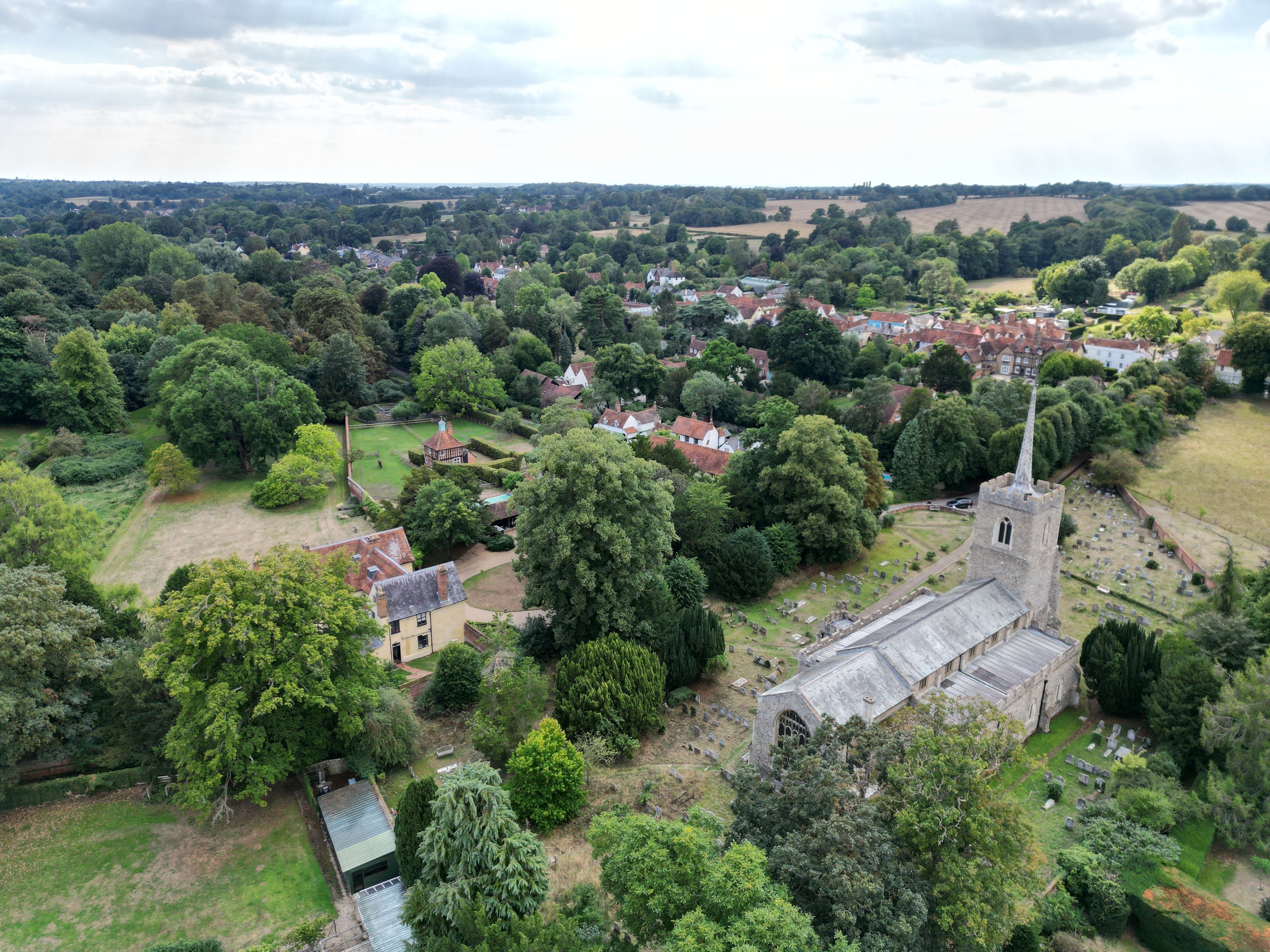 St Andrews Church Much Hadham English Village Hertfordshire Aerial view