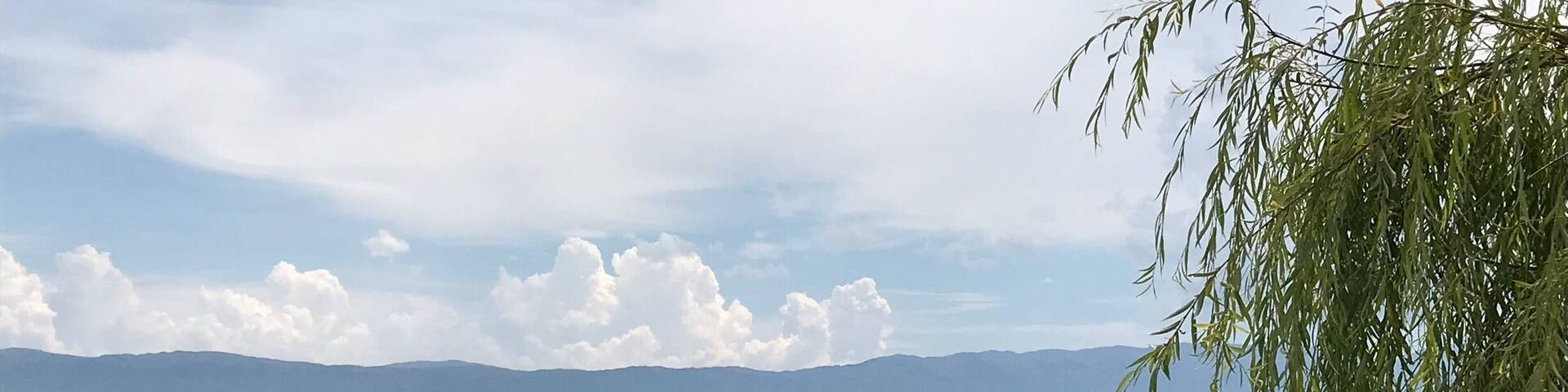 Lake Ohrid from Radožda, Macedonia. Enjoy lunch here after your visit to the Saint Archangel Michael Church.
