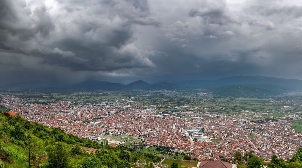 Panorama view of Tetovo city from the top. Sharr Mountains, North Macedonia.