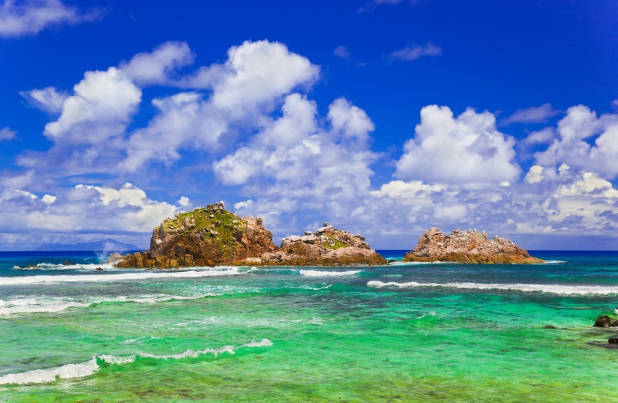 Stones at ocean at Seychelles