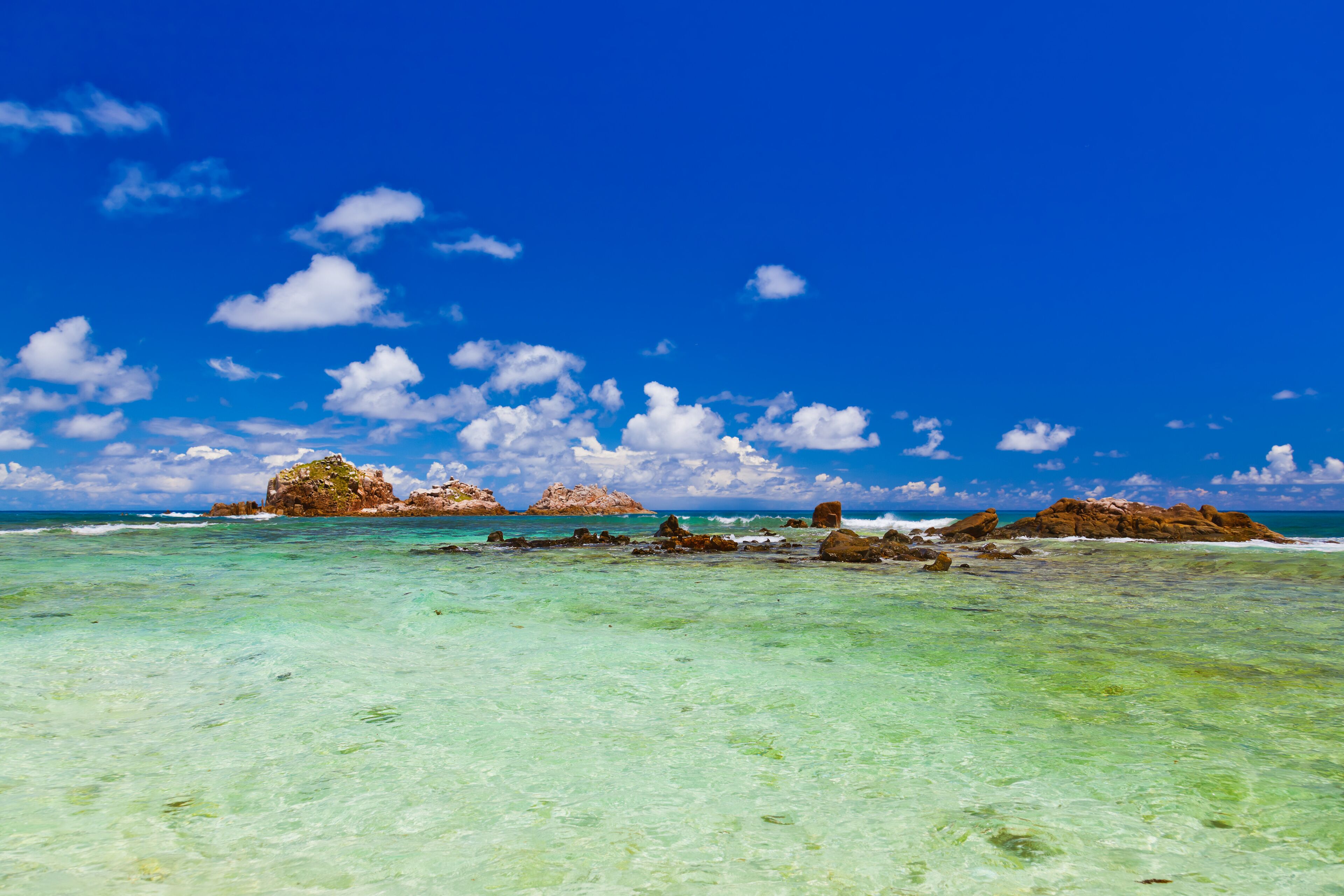 Stones in ocean at Seychelles