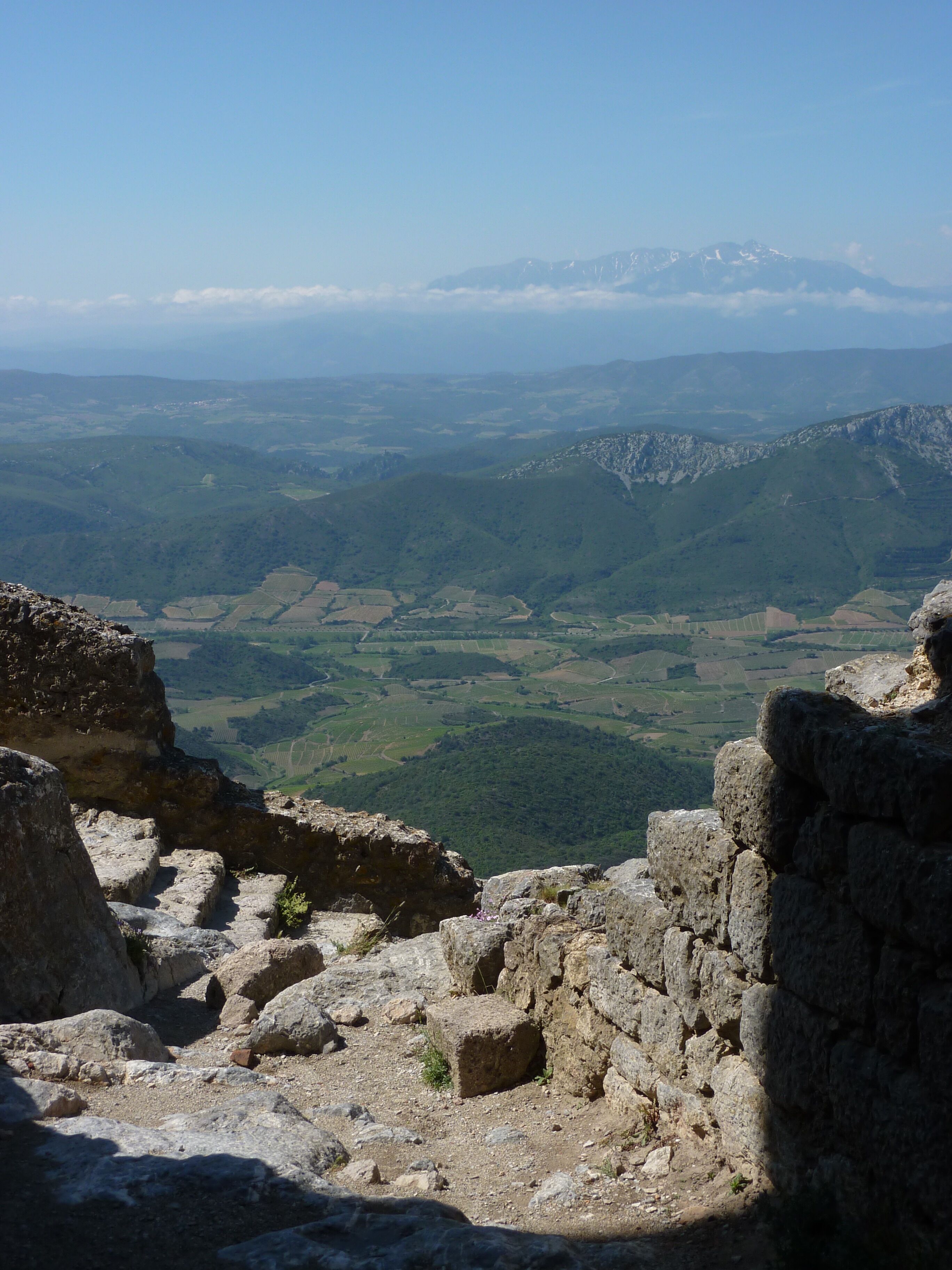 View of Mt Canigou from Chateau de Queribus