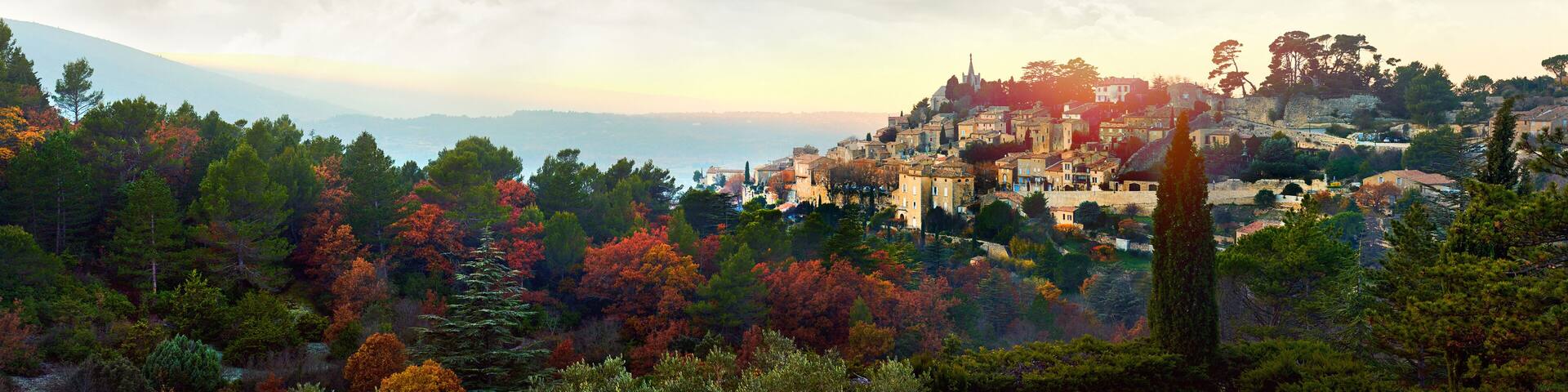 Panorama of Bonnieux village. France