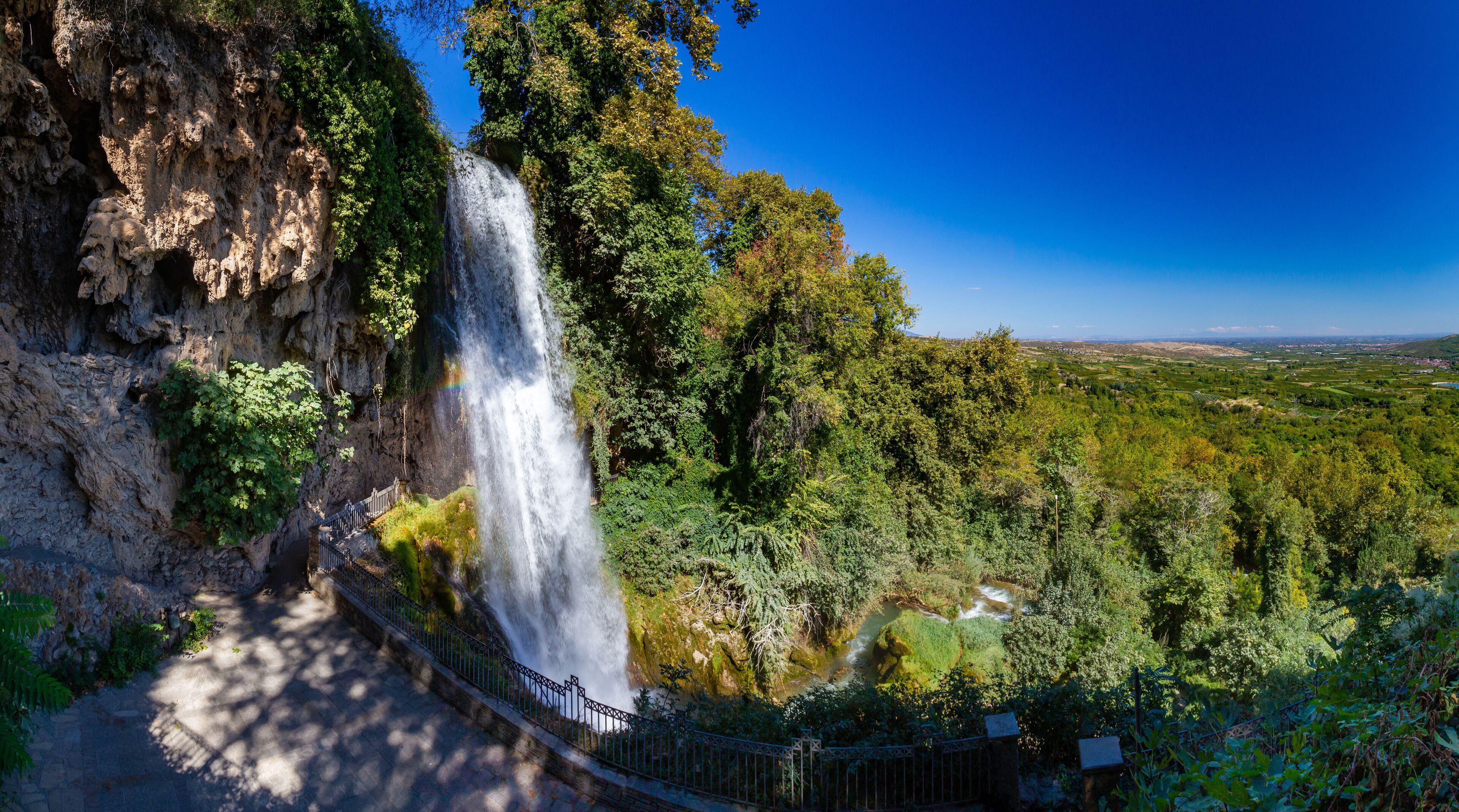 Landscape of Greece on a summer day. Nature Of Greece. City Of Edessa. Waterfalls in Edessa. The waterfalls of Edessa. Natural landmark of Greece.