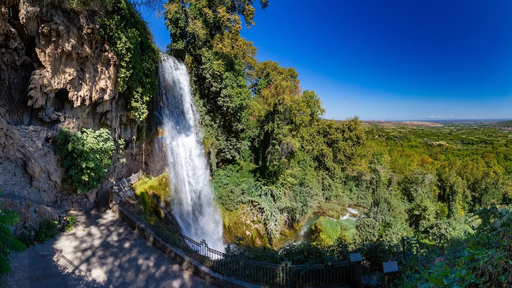 Landscape of Greece on a summer day. Nature Of Greece. City Of Edessa. Waterfalls in Edessa. The waterfalls of Edessa. Natural landmark of Greece.