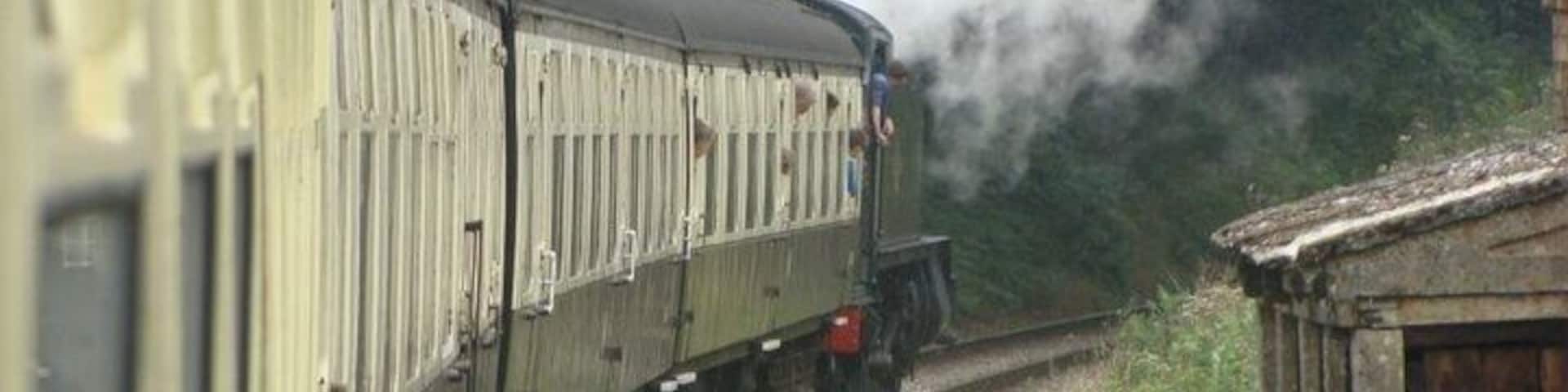 Traditional steam train taking you from Bishops Lydeard to Minehead. To top it off there is a cafe on board and they serve lovely local cider!!