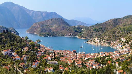 panoramic photo of Vathy in Ithaca island Greece