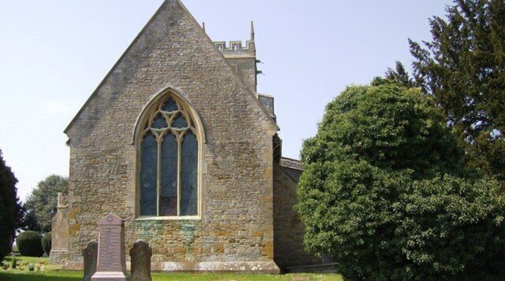 Long Compton church, east end, near to Long Compton, Warwickshire, Great Britain. Regularly passed on the A34 before the coming of the M40, Long Compton is now a much quieter village. Walkers lunches are sometimes provided in the church at weekends.