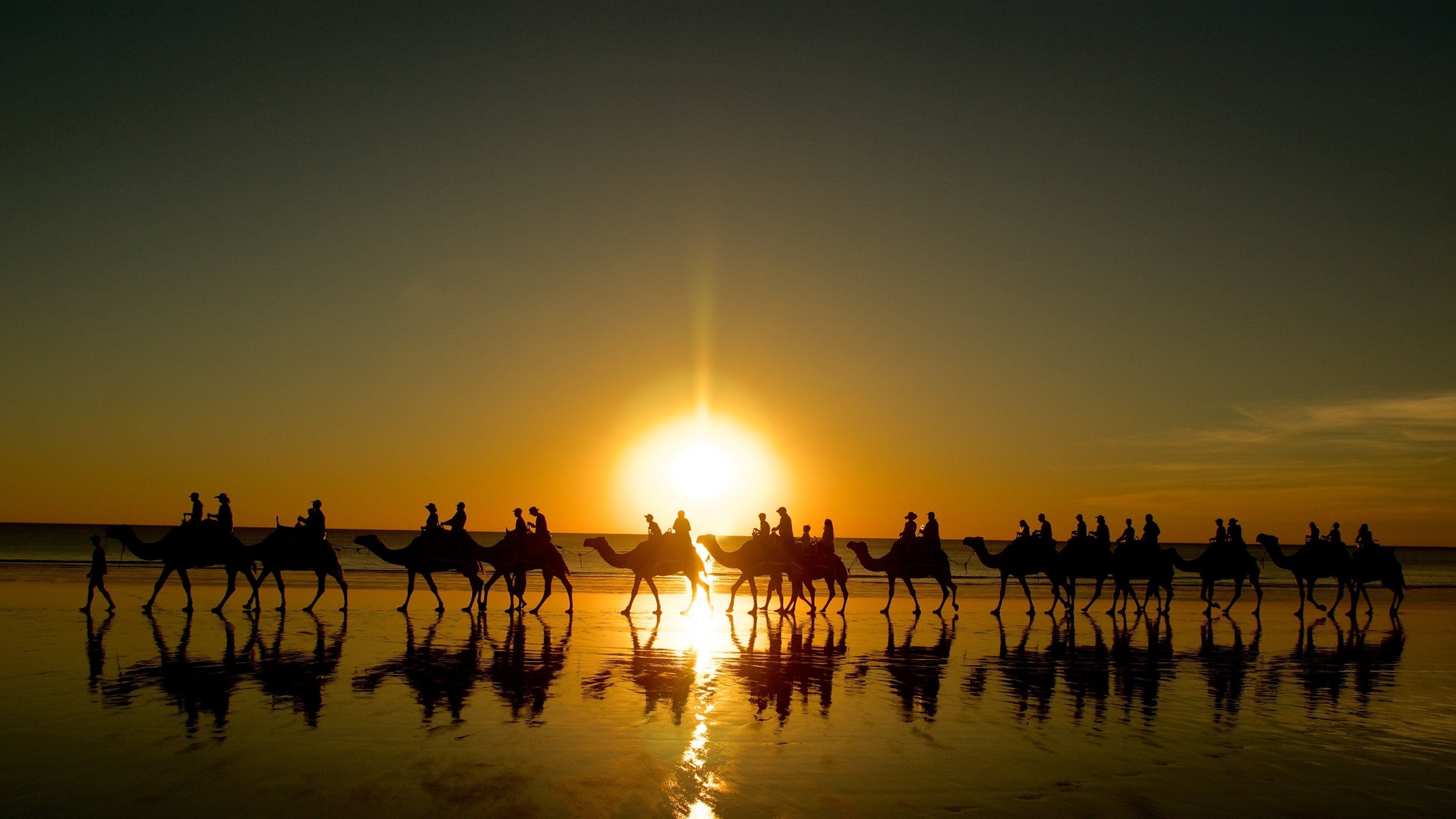 Cable Beach mit einem Landtiere, Sonnenuntergang und Sandstrand