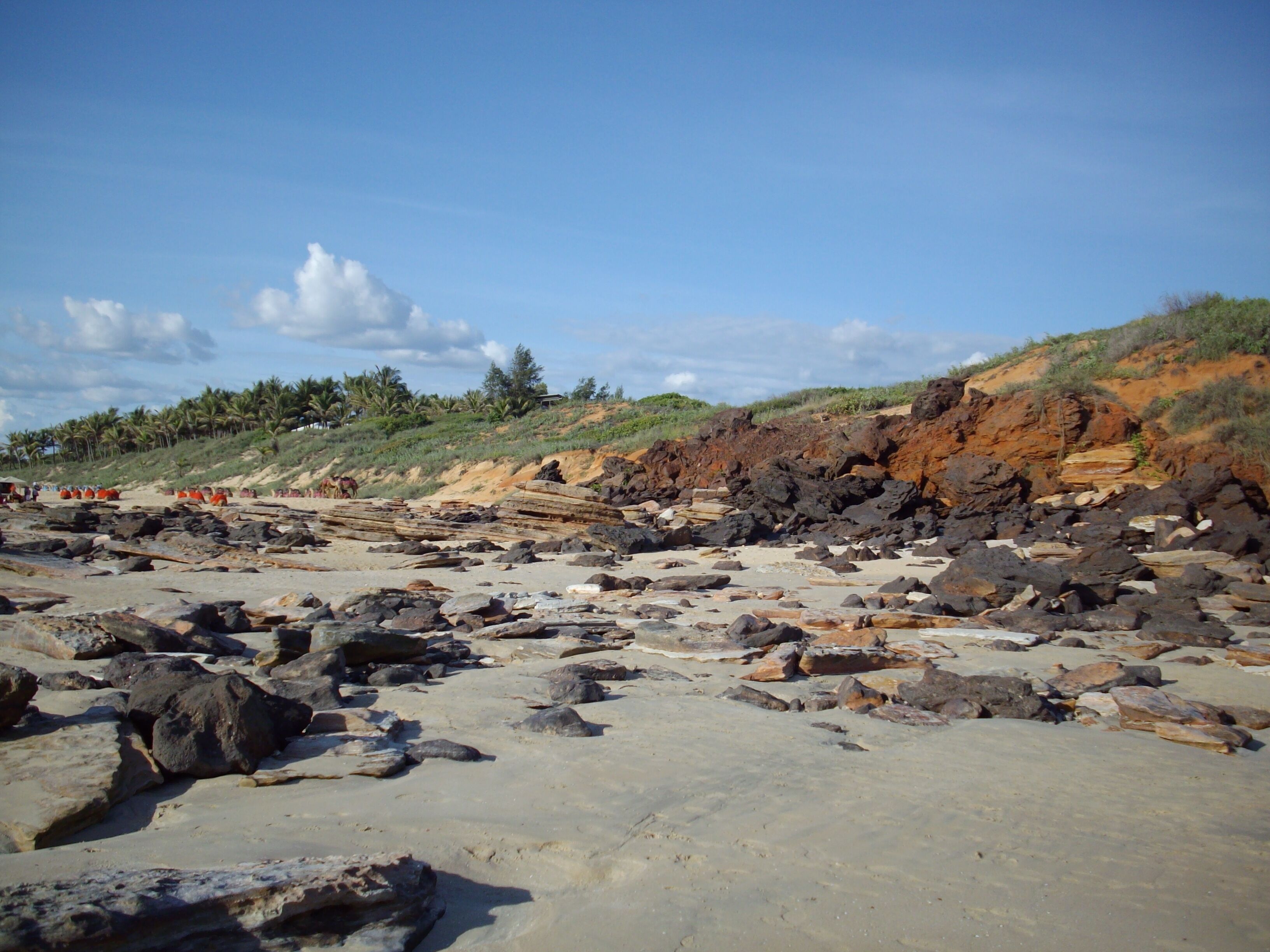 This is a wonderful huge beach with cool looking rocks and camels wandering by. It's also a great place to watch the sunset.