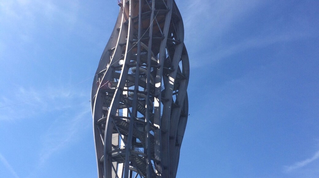 Pyramidenkogel is high in the mountains in Carinthia, Austria. It is located to the south of the Wörthersee and near the town of Maria Wörth. Climb the stairs to the top and then treat yourself by taking the slide down after checking out the incredible view. Or you can bungee jump.