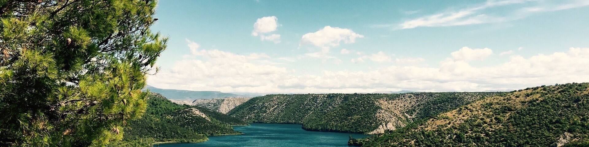 Beautiful winding river leading to the waterfalls