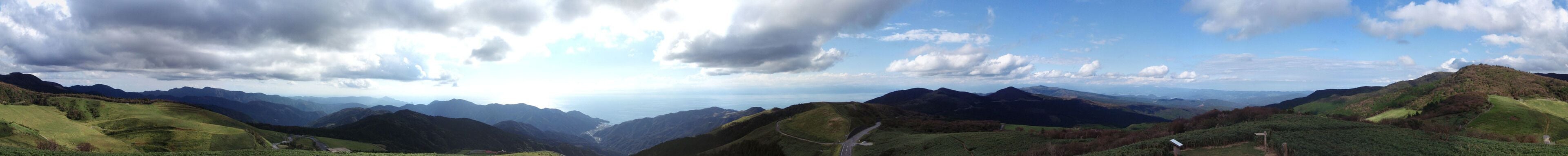 The panorama from Nishina mountain pass (仁科峠). This pass is located in the east part of Shizuoka prefecture, Japan.