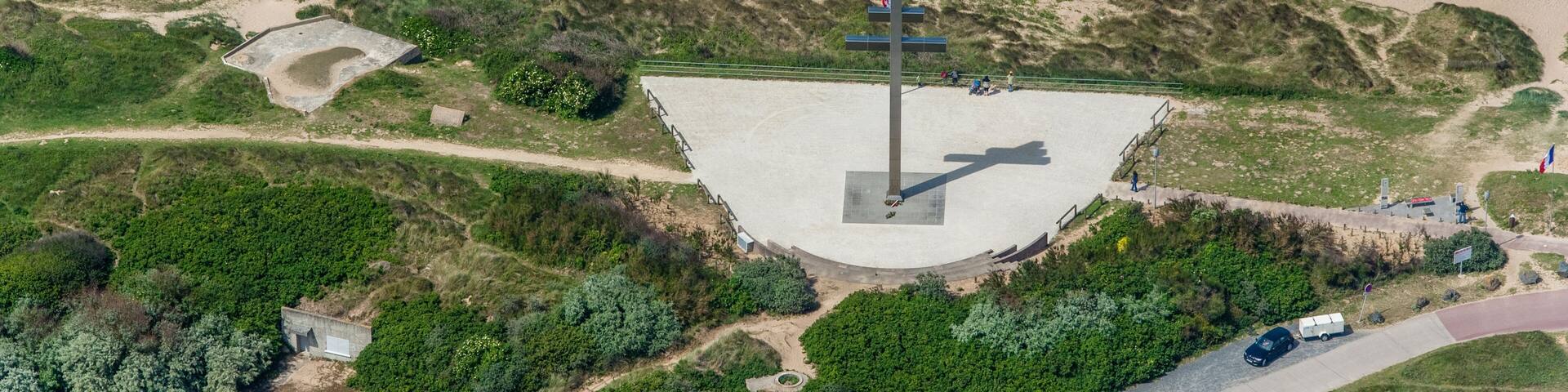 Aerial view of Juno Beach, Anglo Canadian landing beach in Normandy. France