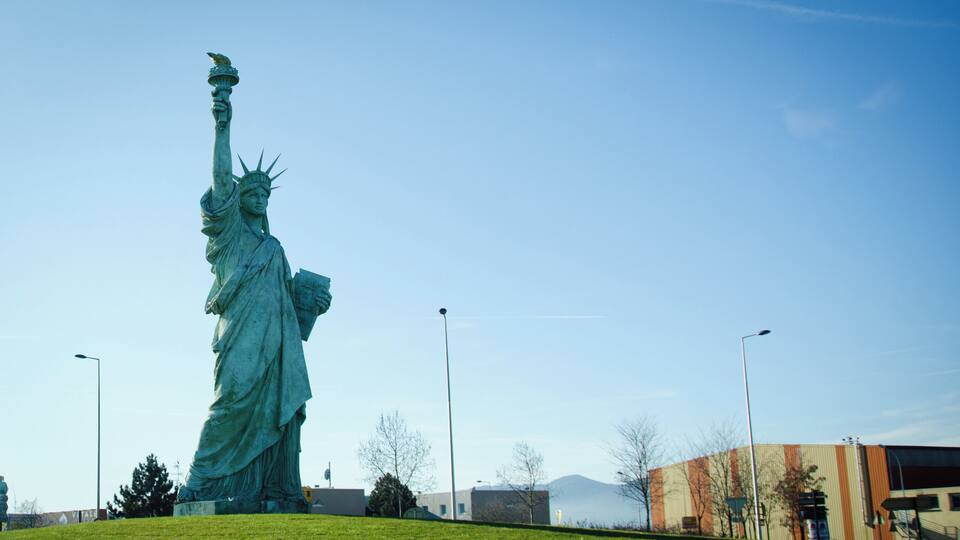 The Statue of Liberty on Liberty Island.