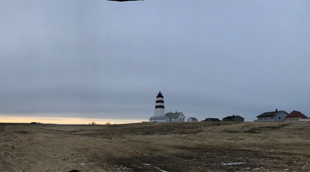 Pano view around sunset at Alnes light house