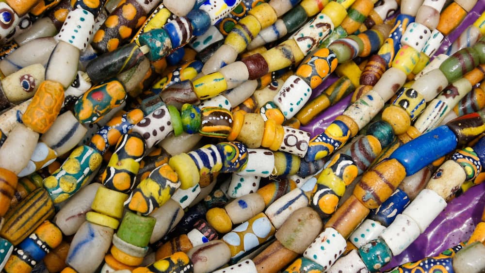Beads for sale in weekly market at Koforidua, Ghana