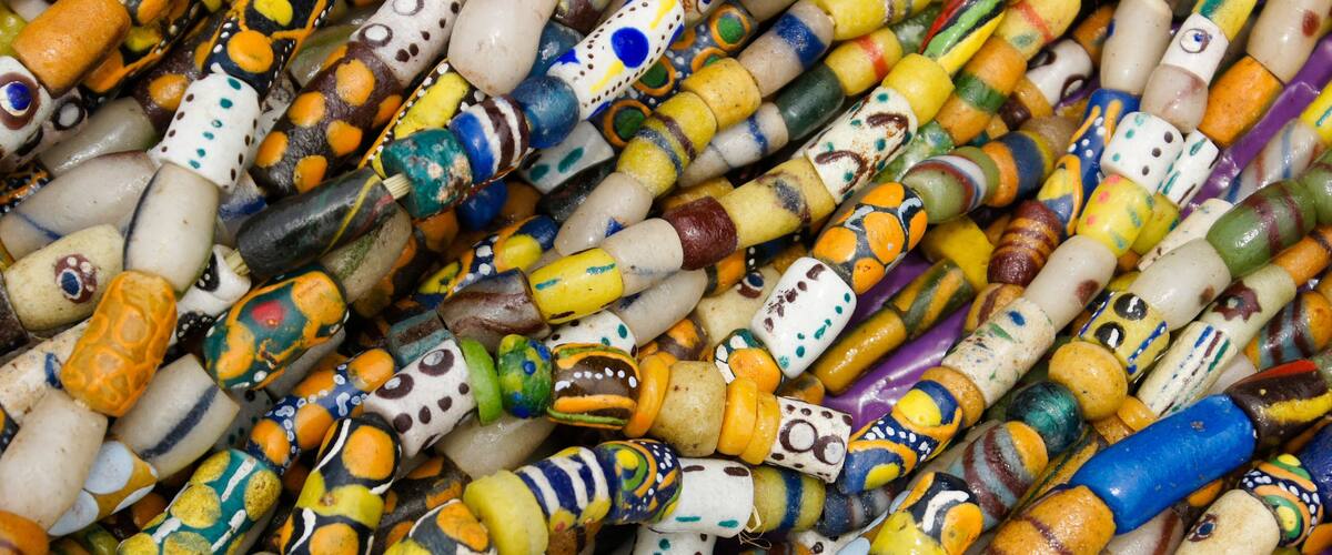 Beads for sale in weekly market at Koforidua, Ghana
