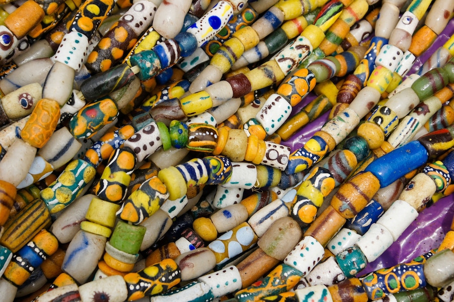 Beads for sale in weekly market at Koforidua, Ghana