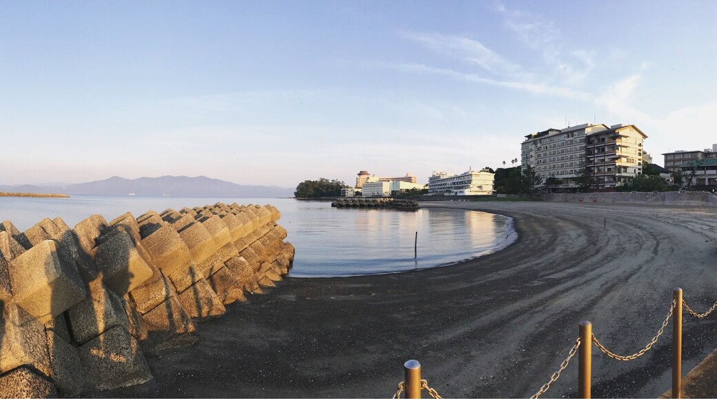 Brutalist harbor in Ibusuki.