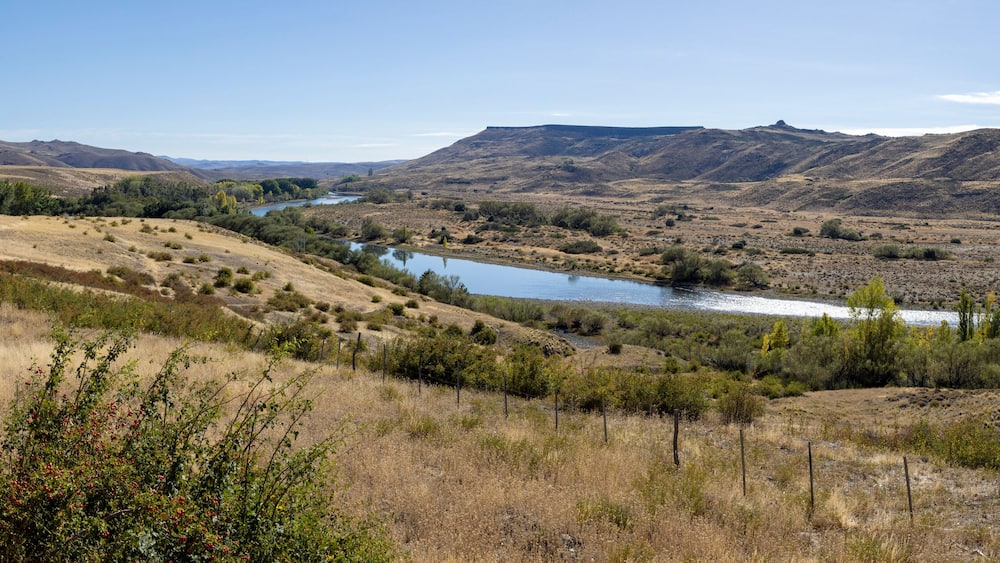 Collón Curá River and landscape in Argentina, South America